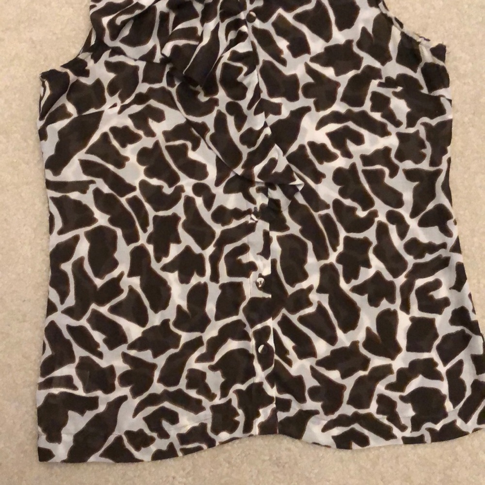 Loft Ruffle Brown & White Blouse - Picture 3 of 5